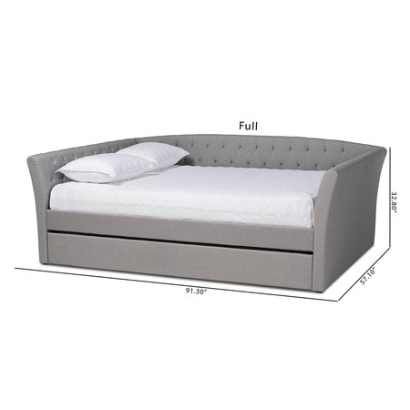 Baxton Studio Delora Light Grey Full Size Daybed with Roll-Out Trundle Bed 158-9662